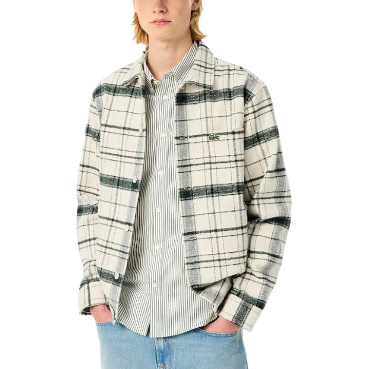 Клетчатая рубашка LACOSTE, 6CG/White Green Plaid — фото 4