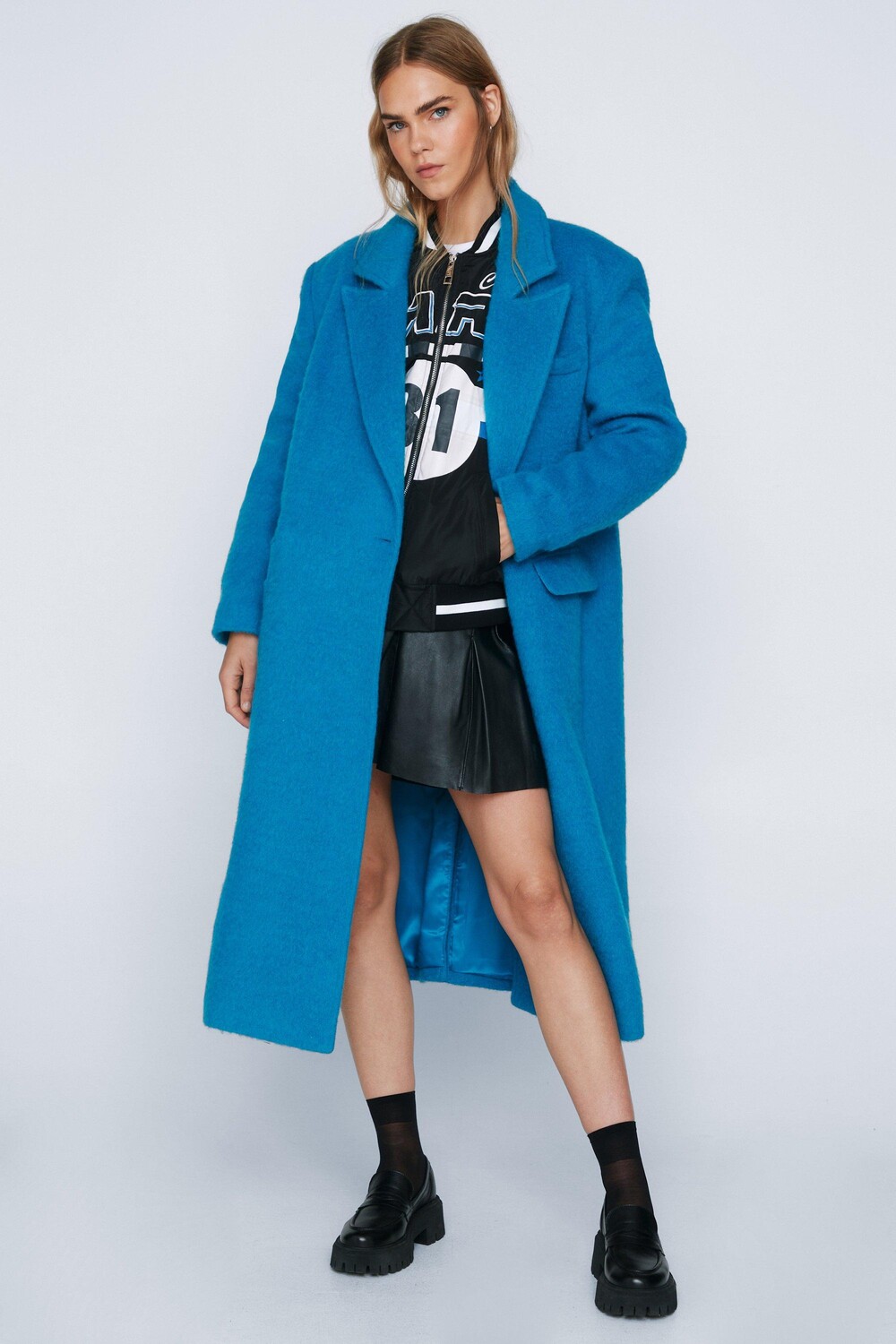 

Мужское пальто премиум-класса из матовой шерсти Nasty Gal, синий