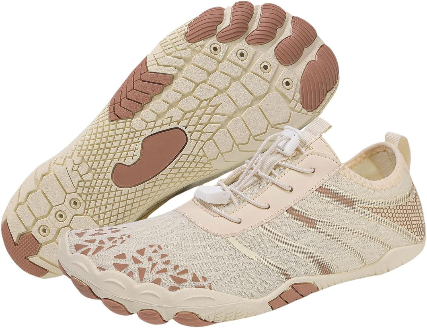 

Походные кроссовки для женщин и мужчин, с широким носком, нескользящая спортивная обувь, дышащая и удобная, быстросохнущая, подходят для походов, прогулок, бега, йоги и водных видов спорта Rianclud, бежевый