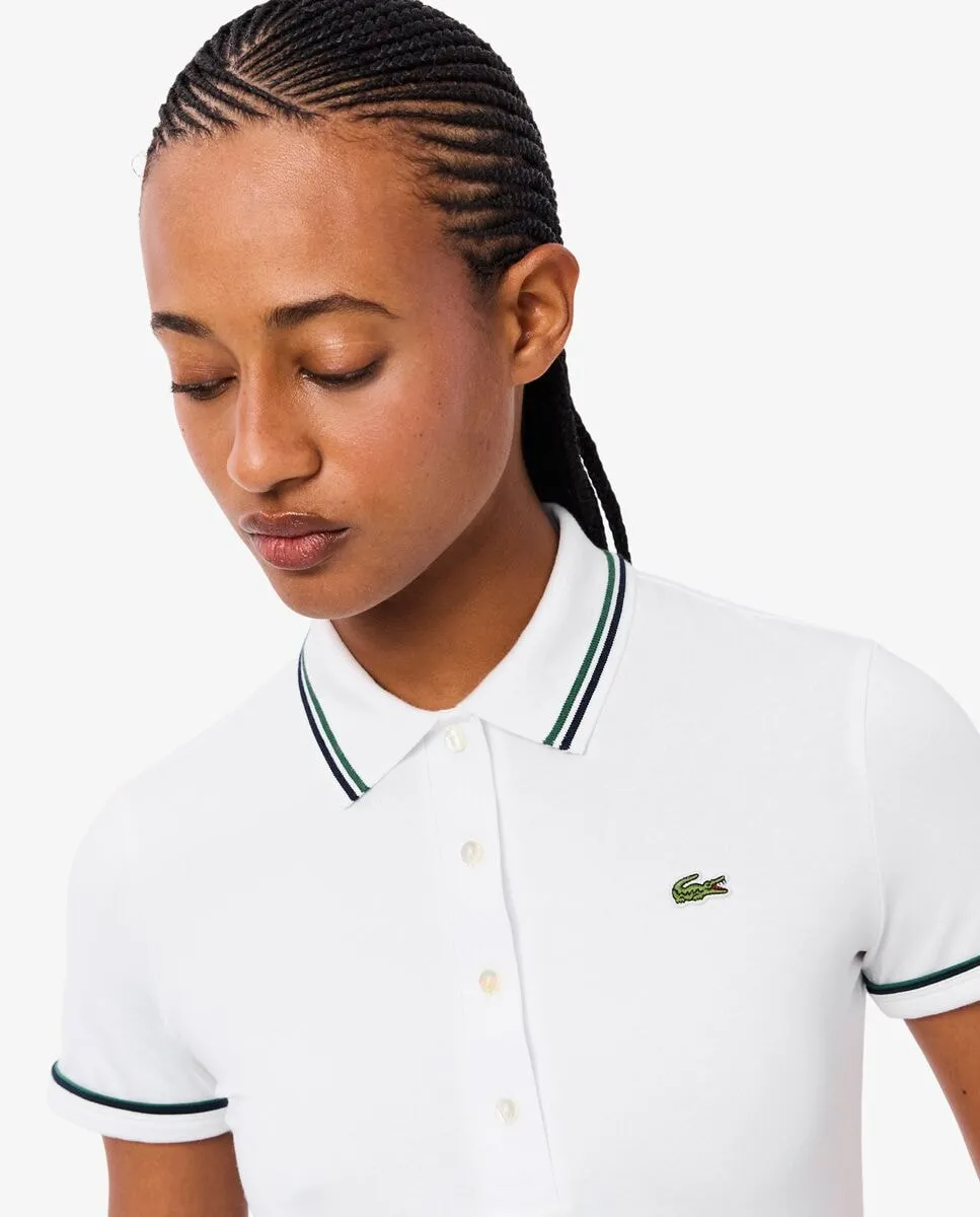 Женская футболка поло Lacoste, приталенная, белый — фото 4