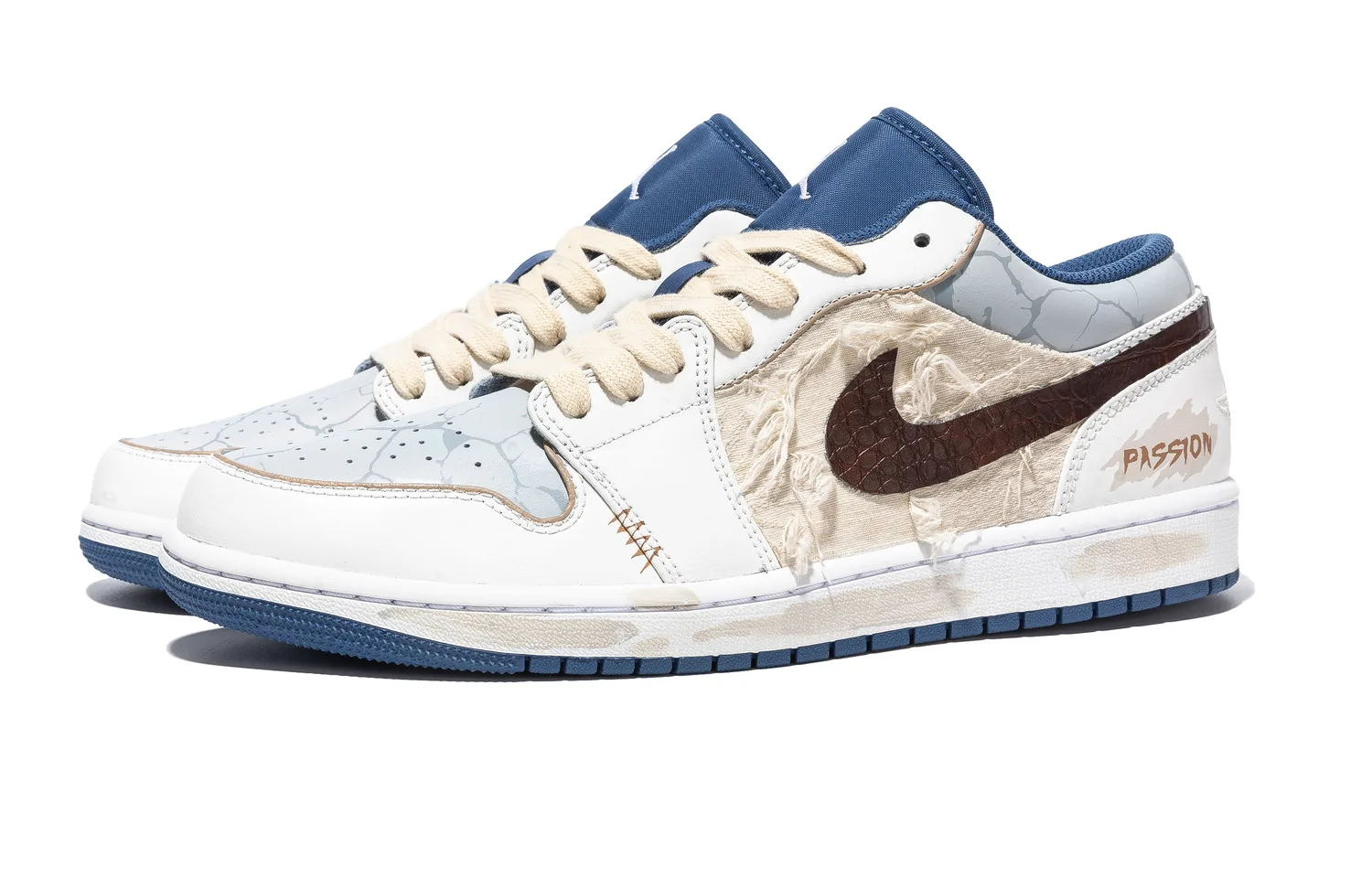 Jordan Air 1 Wave Blue Navigator противоскользящие износостойкие низкие кроссовки — фото 4