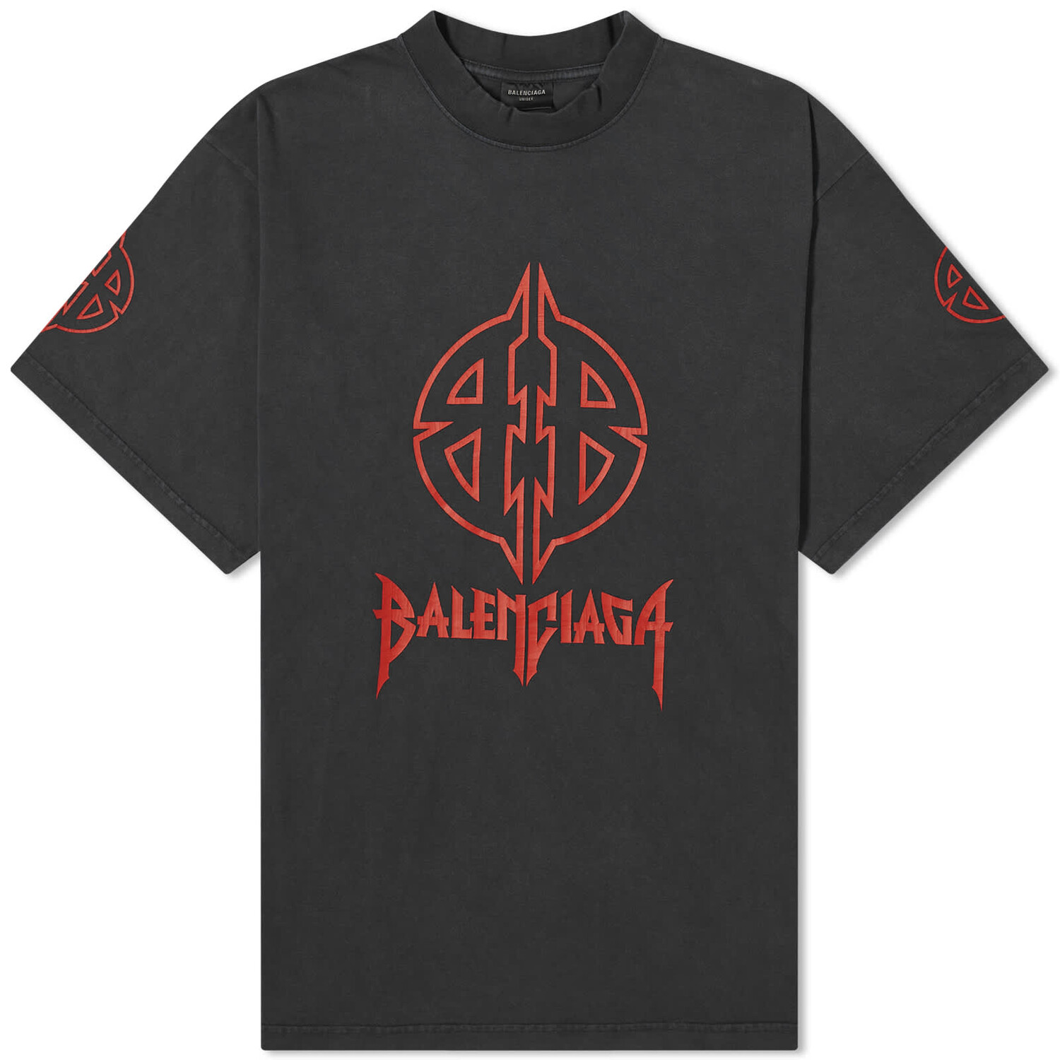 

Футболка Balenciaga Metal, цвет Faded Black & Red
