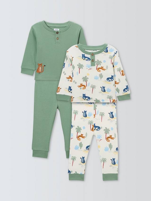 

Пижама в рубчик с тигренком John Lewis, цвет Khaki Multi