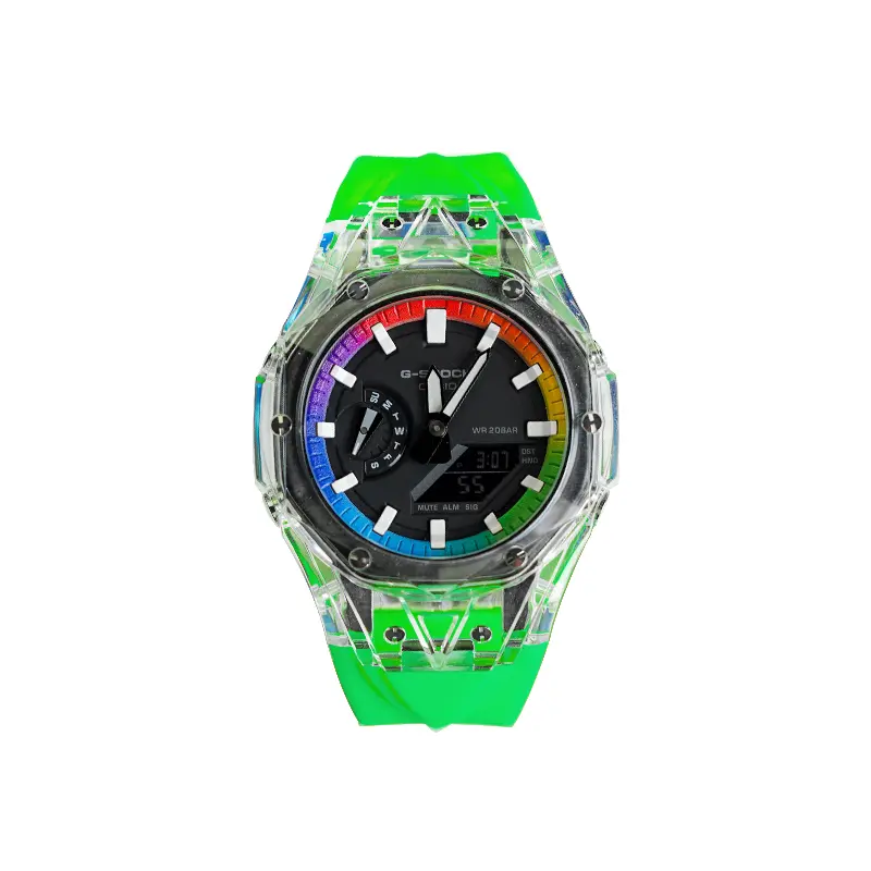

CASIO Часы Unisex Liquid Crystal/Analog Dual Display Series 48.5mm Black Watch, Sky Rainbow Hublot Glacier Green