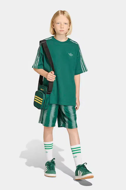 Шорты детские с узором Adidas Originals, зеленый — фото 4