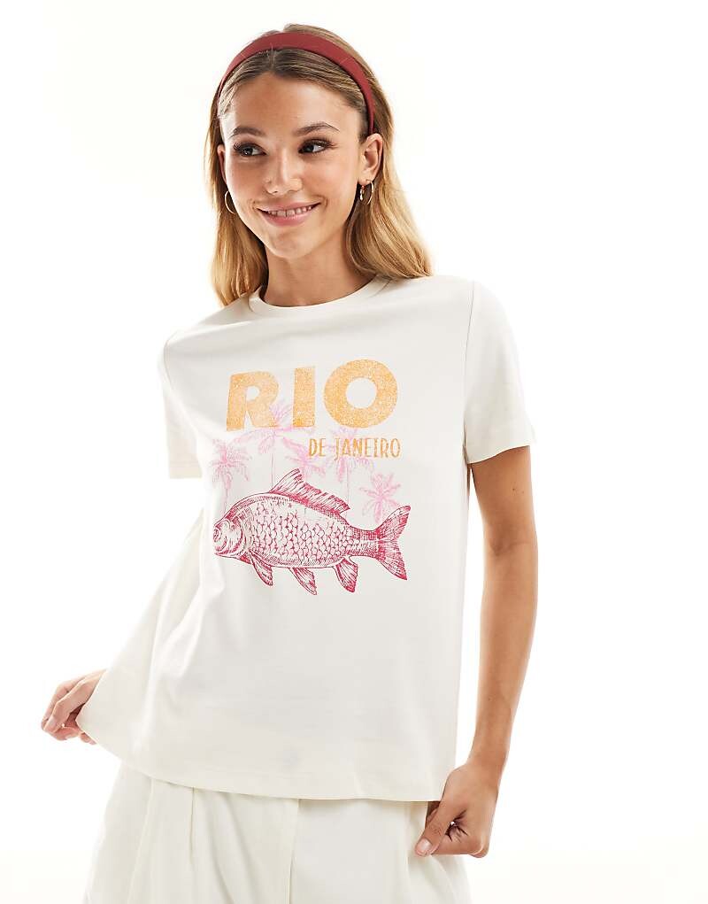 

Белая футболка с принтом Mango Rio