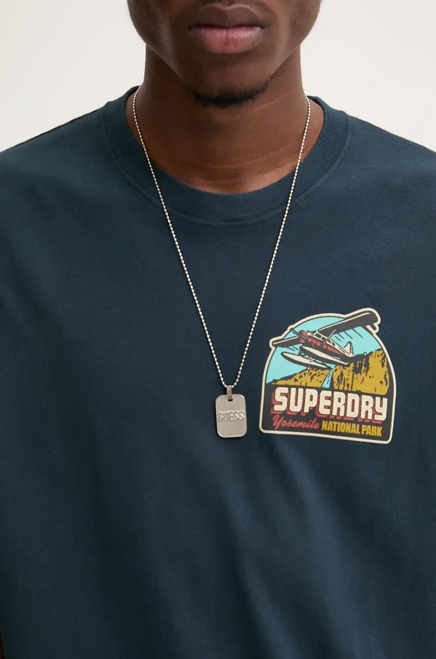 

Хлопковая футболка Superdry, темно-синий