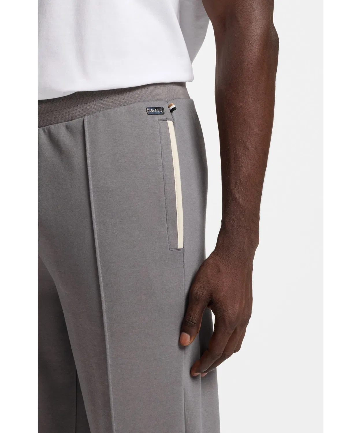 Спортивные брюки из коттона с контрастным поясом BOSS Menswear, темно-серые — фото 2