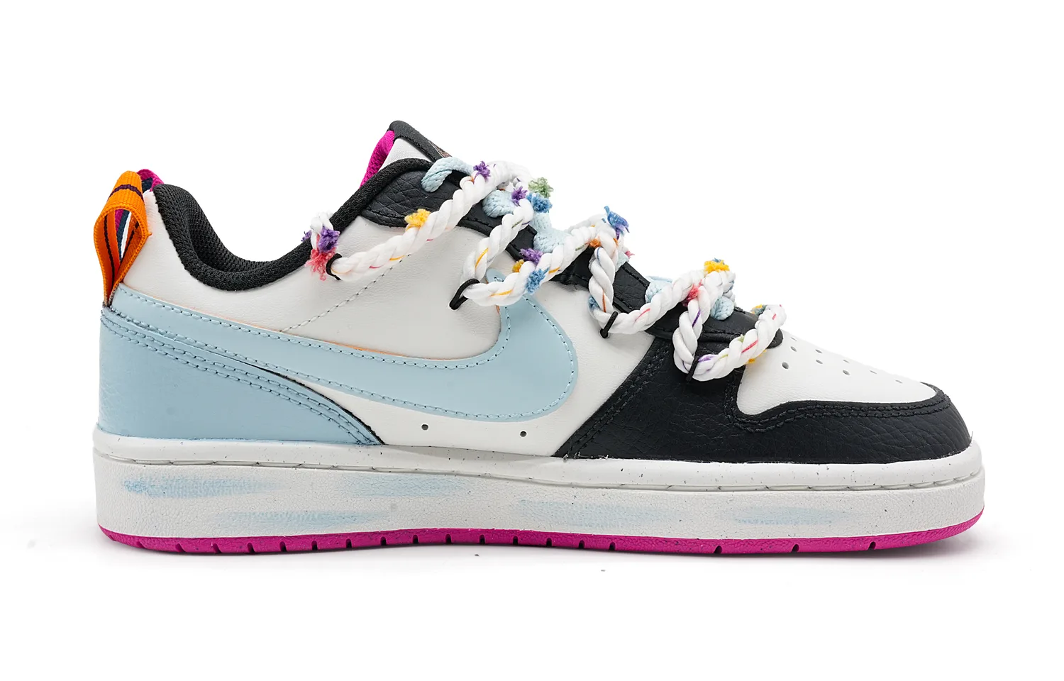 Nike Court Borough 2 Misty Isle Rose устойчивые к истиранию низкие детские скейтбординг кроссовки Blue Black — фото 4