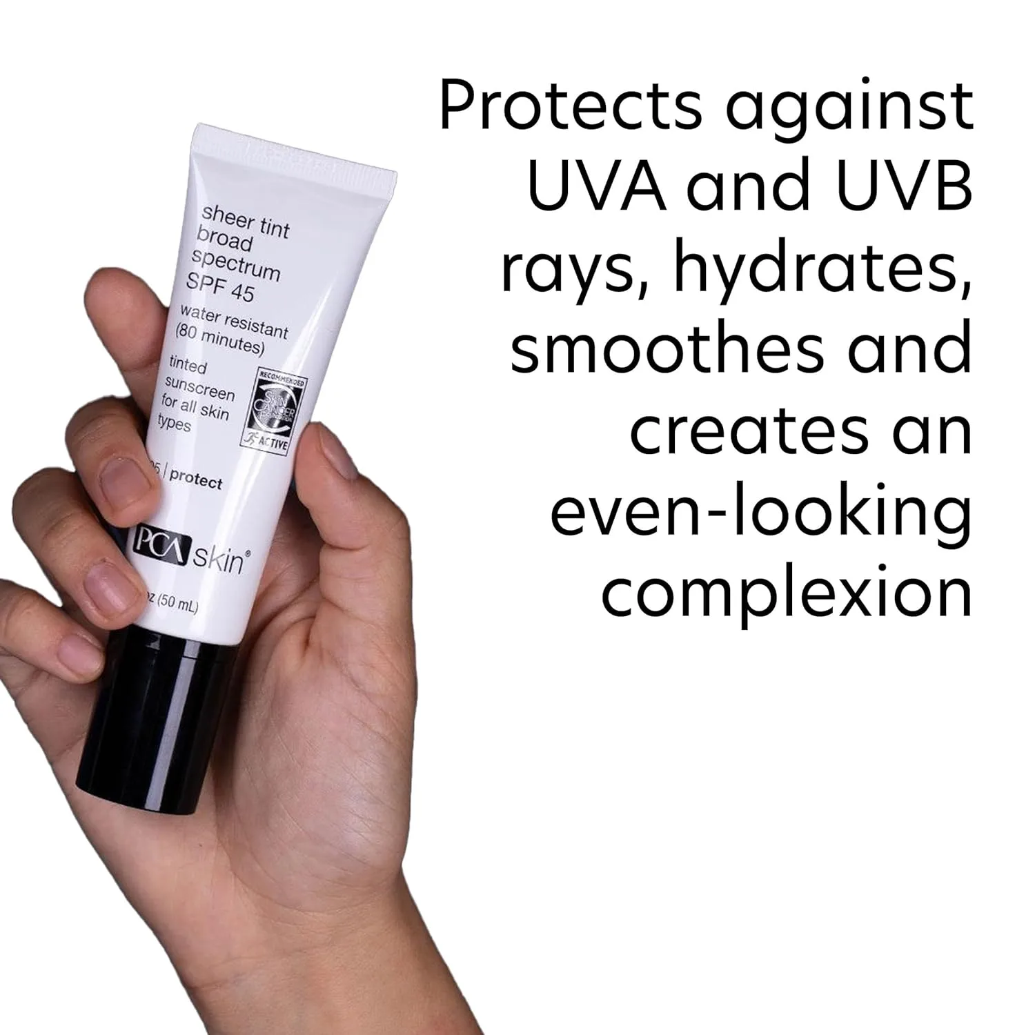 PCA SKIN Sheer Tint Broad Spectrum SPF 45 - Универсальный тонирующий водостойкий увлажняющий солнцезащитный крем для использования как самостоятельно, так и под тональный крем и макияж (43 мл) — фото 3
