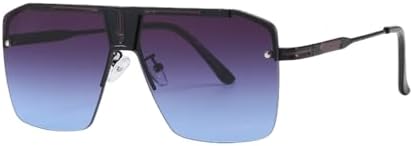 

Солнцезащитные очки с градиентным рисунком 2027 года, квадратные, для мужчин и женщин, винтажные, увеличенного размера, без оправы, защита от ультрафиолета UV400 MTZJH, Black Gray Blue