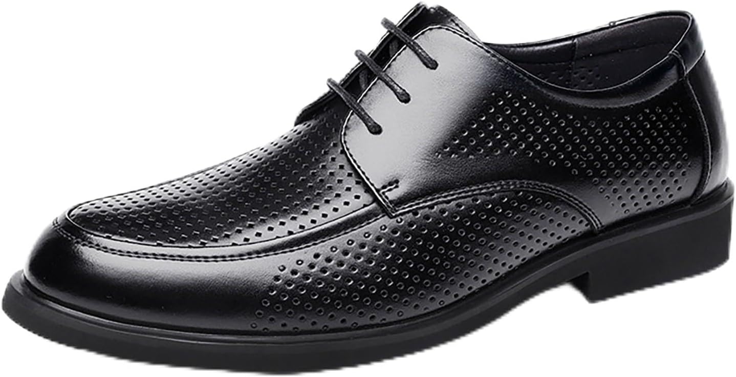 

Мужские кожаные оксфорды на шнуровке с классическим круглым носком, противоскользящей подошвой и устойчивым каблуком, деловые дерби, офисные, свадебные, для вечеринок и выпускных Nxnbhsl, черный