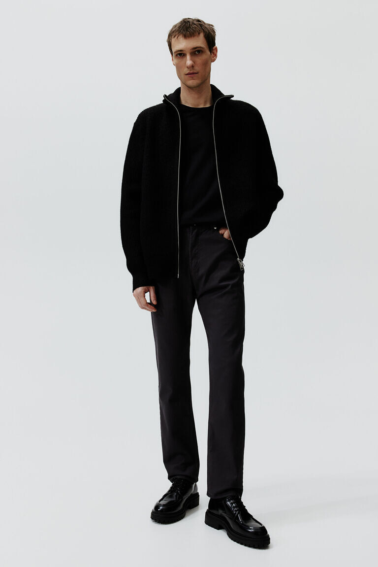 

Брюки slim fit из хлопкового твила H&M, серый