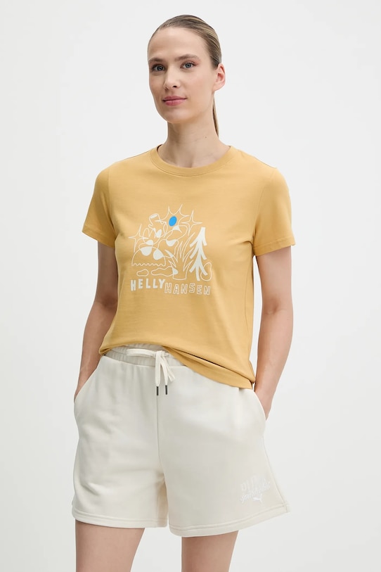 

Хлопковая футболка MASSIF GRAPHIC Helly Hansen, желтый