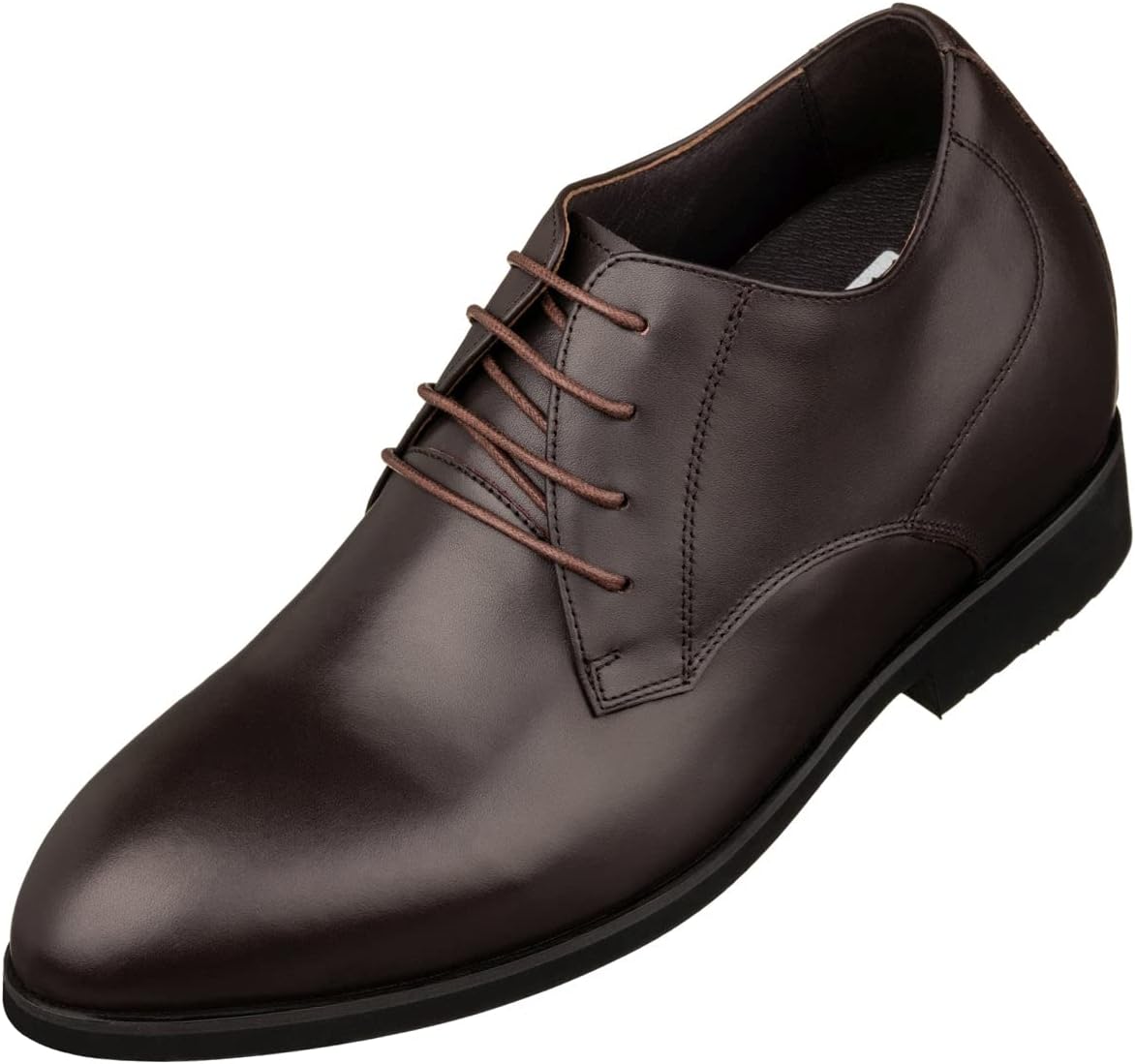 

Мужские невидимые обувные вставки для увеличения роста TOTO - коричневые кожаные ботинки на шнуровке с острым носком - прибавка в росте 9 см - модель K8009 - размер 12 D(M) US