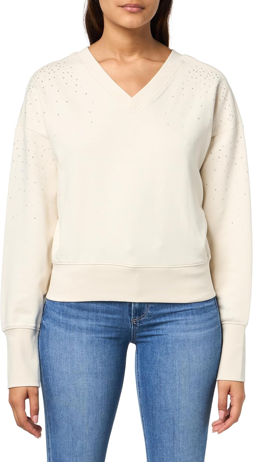 

BOSS Women's Elay Sparkle Sweatshirt, Oat Milk