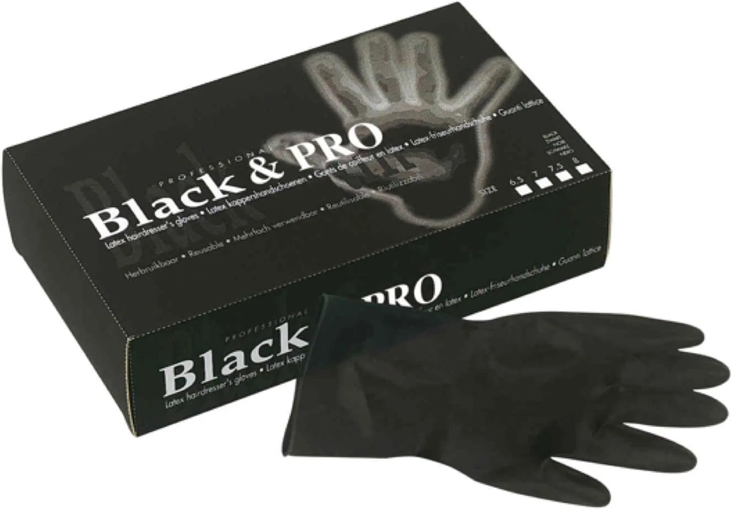 Парикмахерские латексные перчатки «Black & Pro» от Sibel, размер M, 20 шт. Sibel