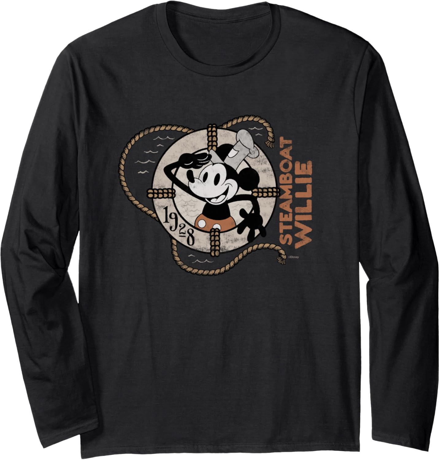 

Футболка с длинными рукавами Disney 100 Mickey Mouse Steamship Willie Distressed D100, черная