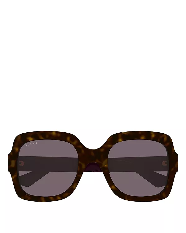 Минималистичные квадратные солнцезащитные очки, 54 мм Gucci, коричневый — фото 2
