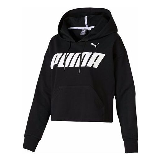 

Толстовка cropped logo hoodie Puma, черный