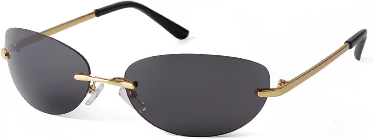 

Овальные солнцезащитные очки для женщин и мужчин в стиле ретро, ​​винтаж, 90-х, без оправы, стильные солнцезащитные очки с защитой от УФ-излучения UV400 WNCKSQ, C3 Gold Grey