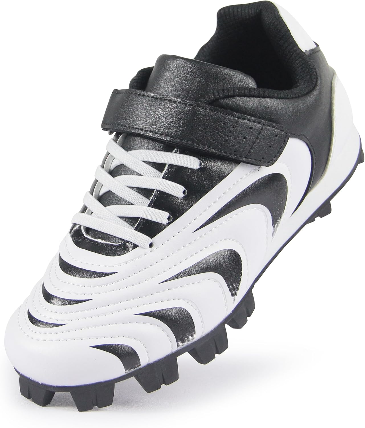 

Бейсбольные бутсы CAMVAVSR для детей и подростков, кроссовки для софтбола для мальчиков и девочек, резиновая формованная подошва, обувь для маленьких детей и подростков, легко надевать, спортивная обувь, черный