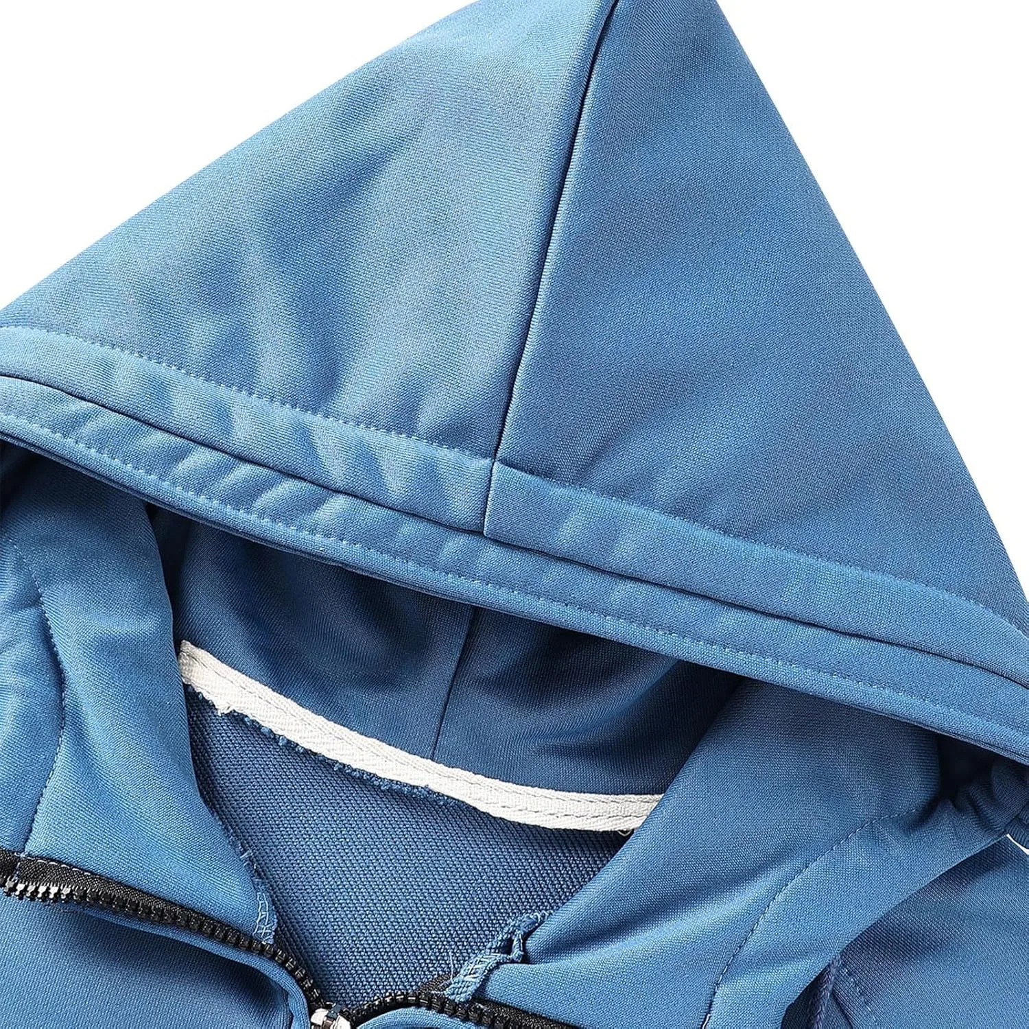 Мужская флисовая кофта с капюшоном, на молнии, с карманами, Generic, Sky Blue — фото 3