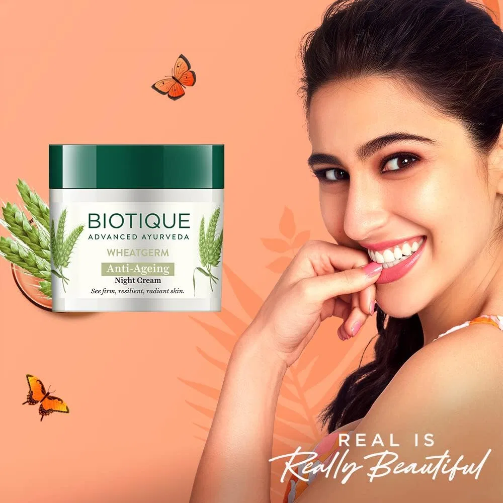 Крем для лица Biotique — И тела Wheat Germ Firming для нормальной и сухой кожи, 55 г — фото 3