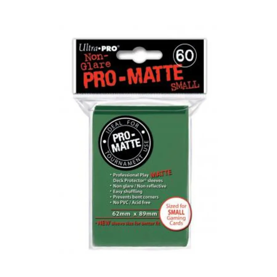 

Небликующие обложки для карт Pro-Matte — зеленые, уменьшенного размера (60), Card Sleeves - Undersized (Ultra Pro)