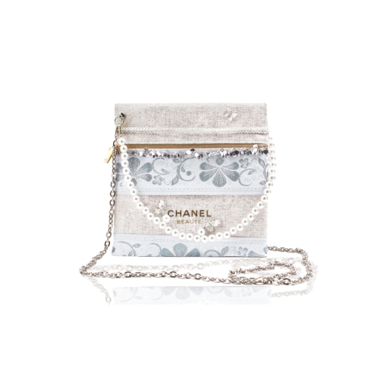 

CHANEL Макияжная сумка на заказ маленькая цветочная аква звездное небо белый конверт для поездок через плечо