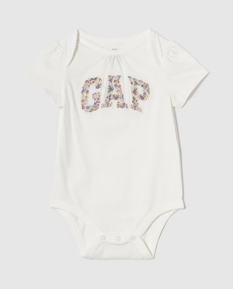 

Боди с короткими рукавами и круглым вырезом для малыша Gap, белый