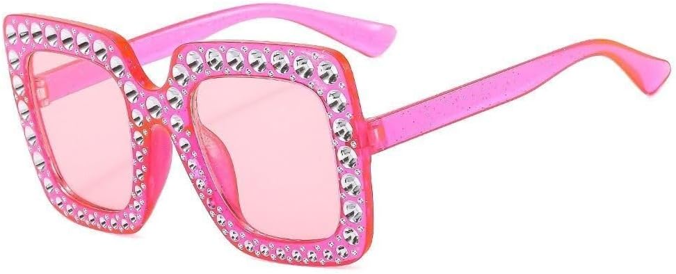 

Квадратные солнцезащитные очки со стразами для женщин, большие солнцезащитные очки с кристаллами, винтажные, с защитой от УФ-излучения UV400, в стиле уличной моды LXLHWN, One Color