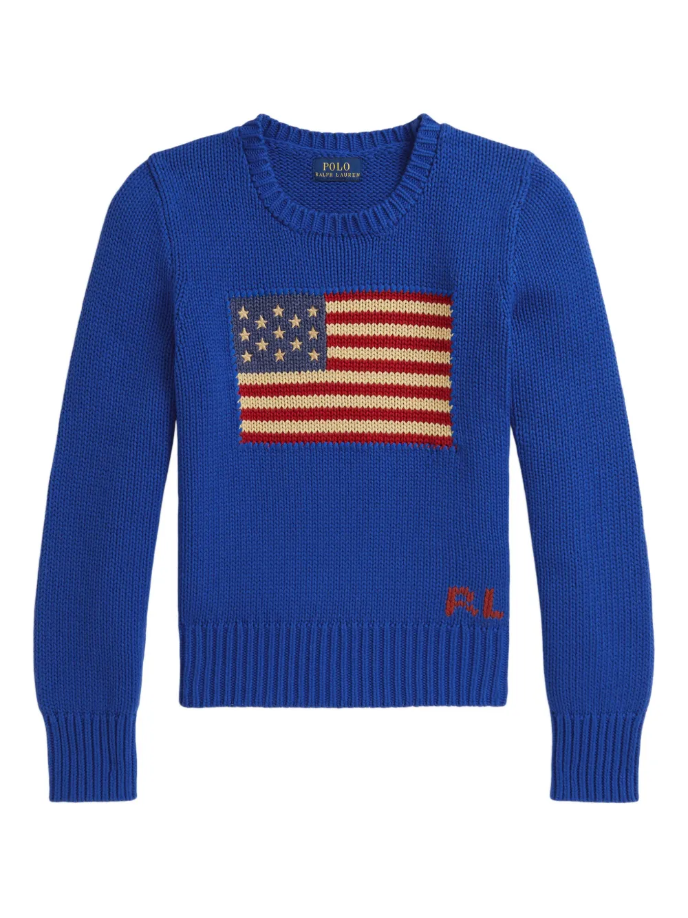 

Свитер The Iconic Flag вязки интарсия Polo Ralph Lauren Kids, синий