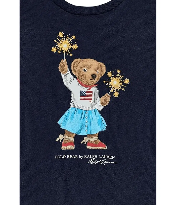 Платье хлопковое Polo Bear Tiered Cotton Dress & Bloomer Polo Ralph Lauren Kids, Refined Navy — фото 3