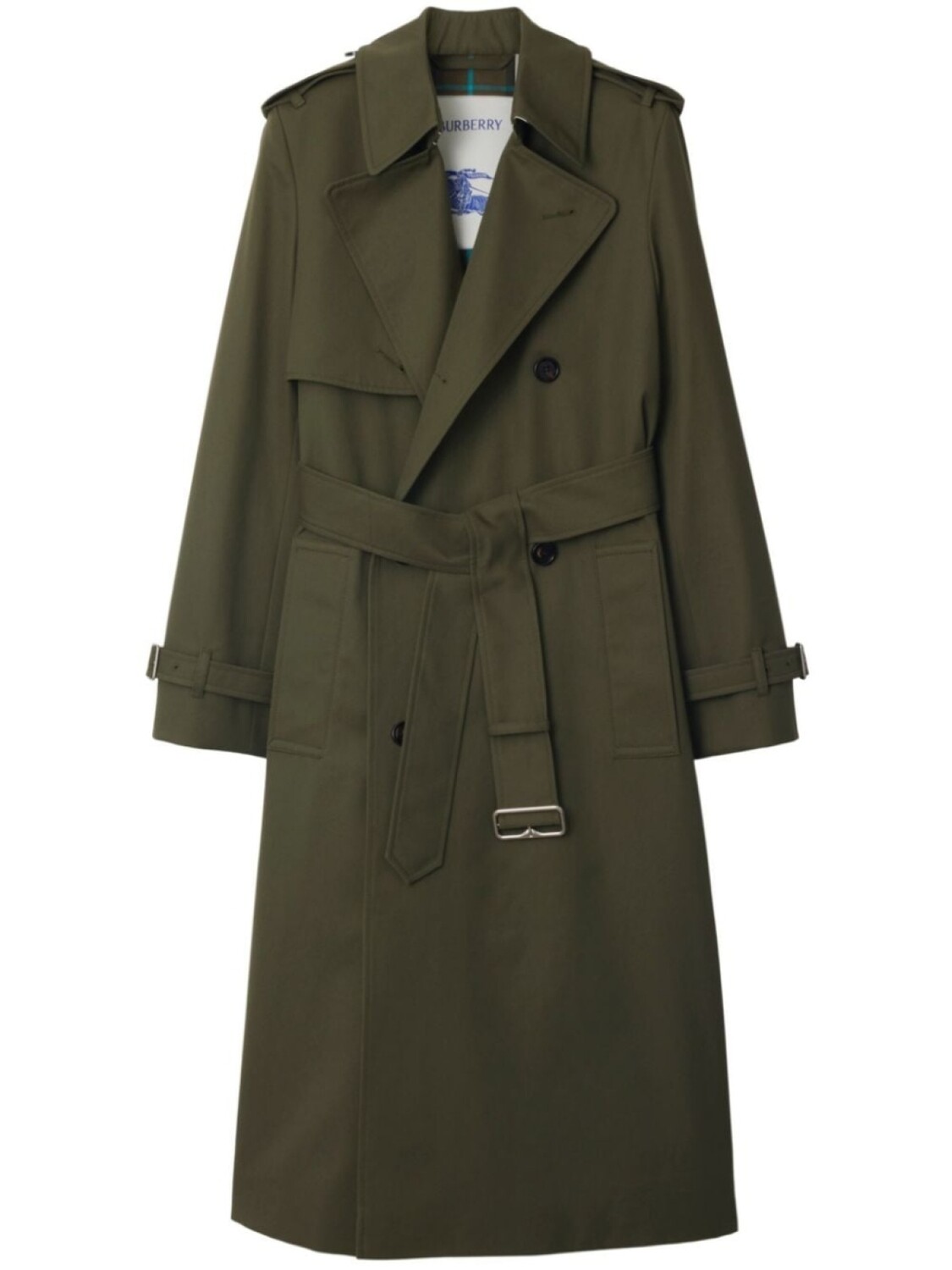 

Burberry хлопковый тренчкот с зазубренными лацканами, зеленый