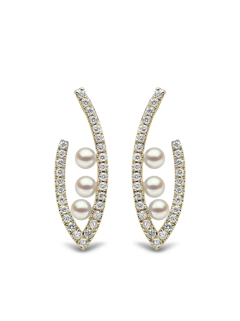 

Серьги Sleek Akoya из желтого золота с жемчугом и бриллиантами Yoko London, золотой