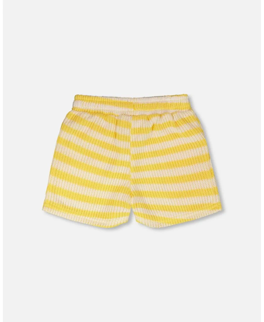 Полосатые шорты для девочек постарше Deux par Deux, желтый & белый stripes — фото 4
