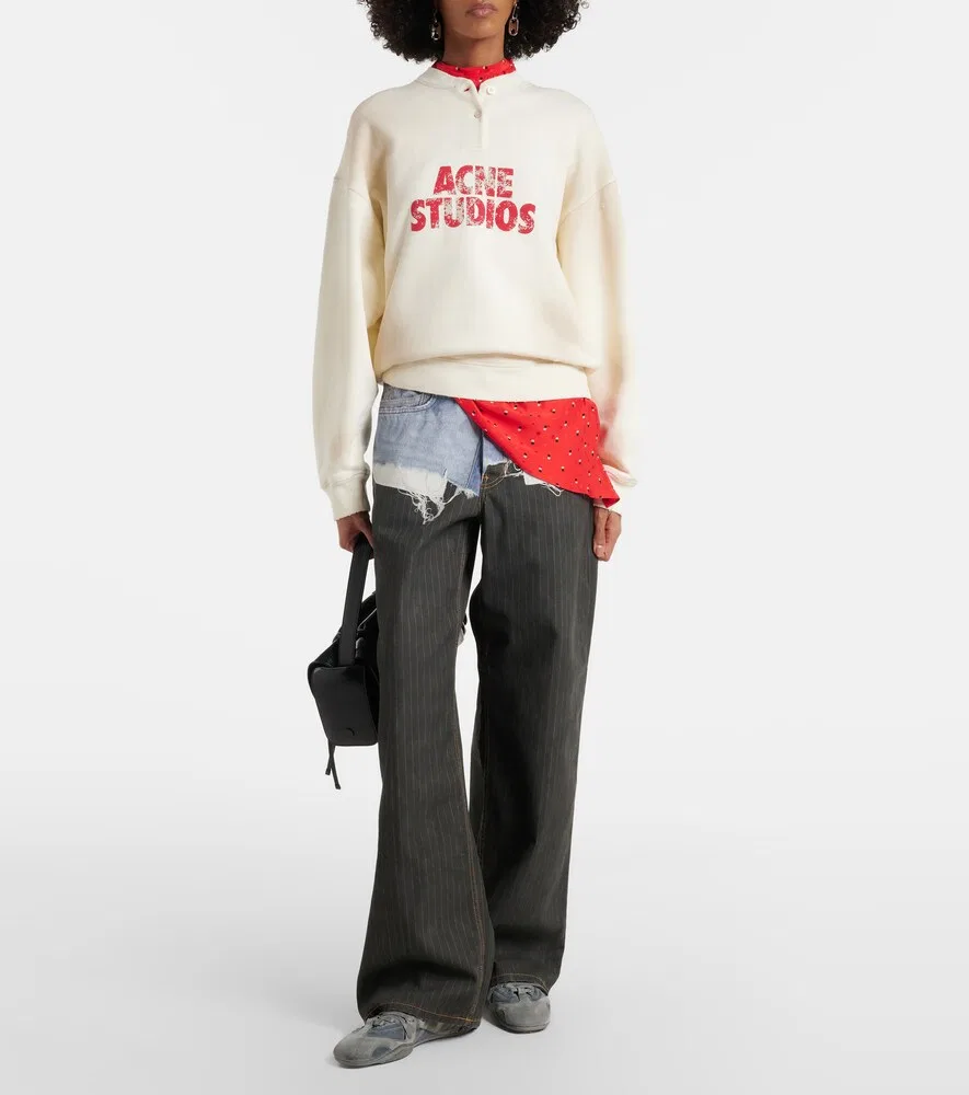 Толстовка из хлопкового трикотажа с логотипом Acne Studios, белый — фото 2