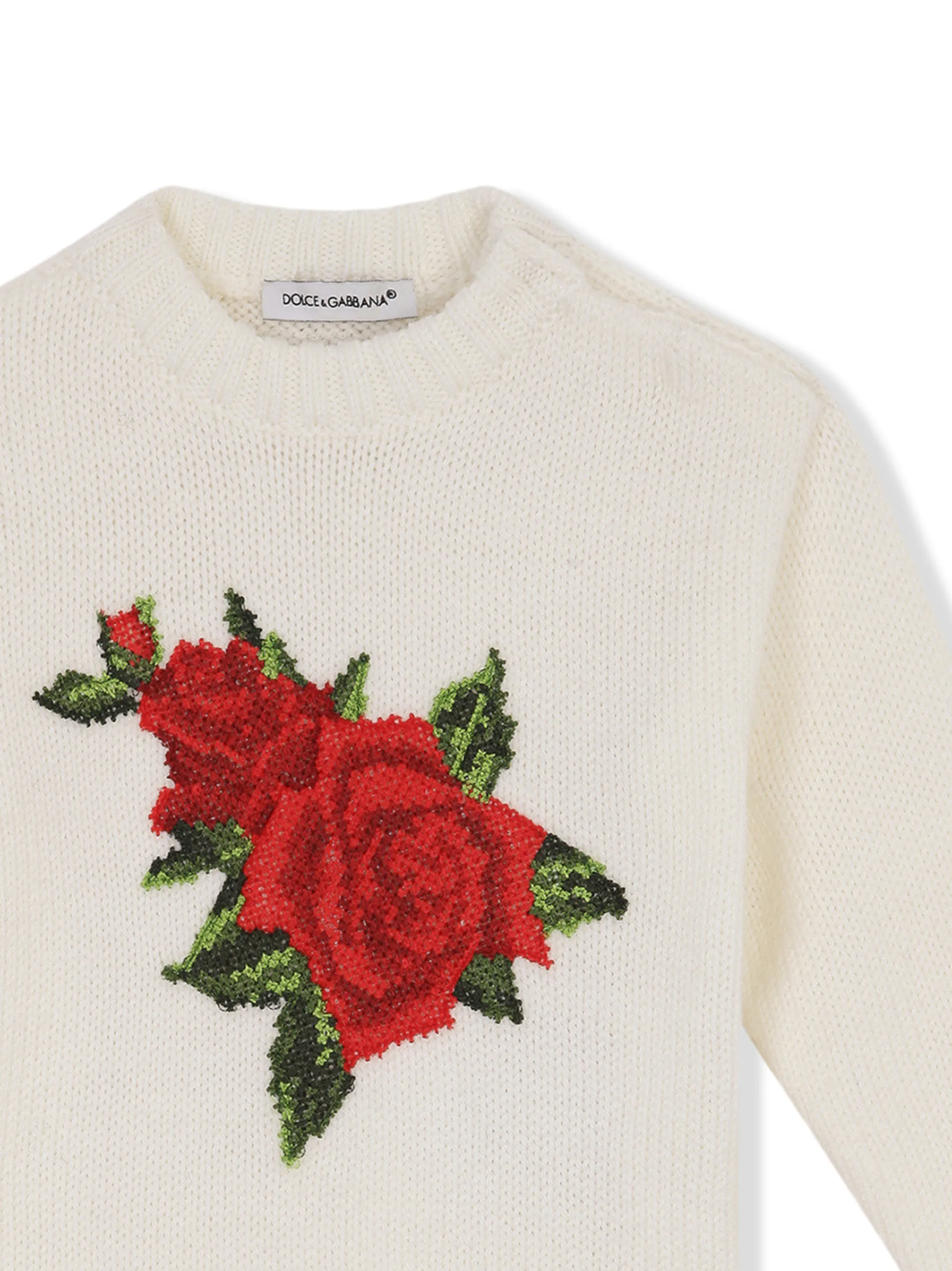Джемпер с декоративной строчкой Dolce & Gabbana Kids, белый — фото 3