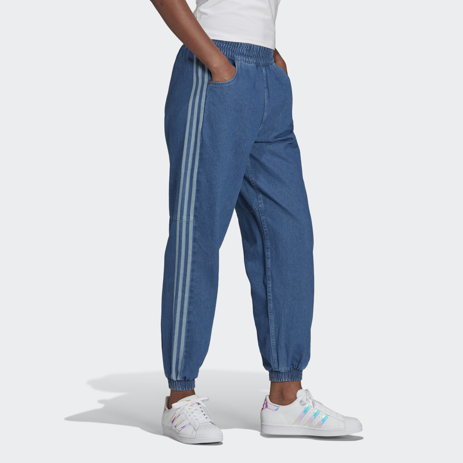 Джинсы женские небесно-голубые Adidas Originals — фото 4