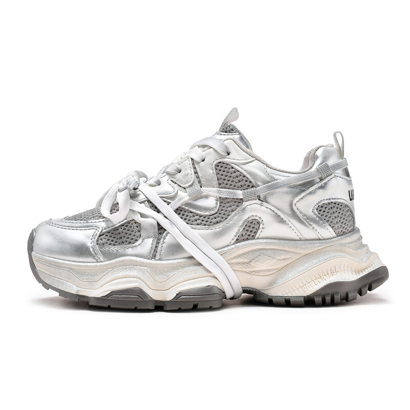 

Кроссовки Quantity LIANGHUO Chunky Sneakers Women's Low-top, серебряный, Серый, Кроссовки Quantity LIANGHUO Chunky Sneakers Women's Low-top, серебряный