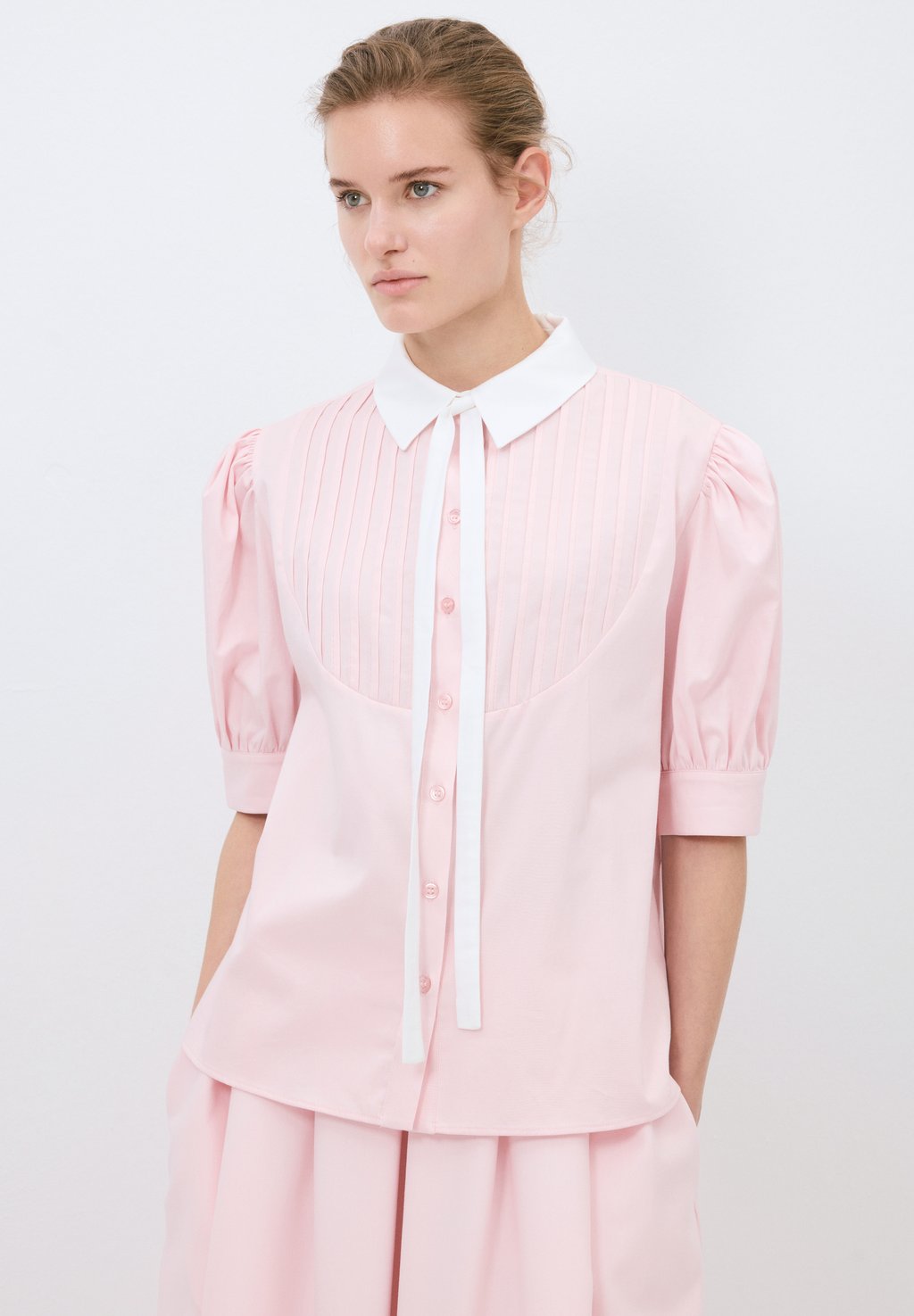 

Блузка на пуговицах WITH PLEATED SLEEVE adL, светло-розовый