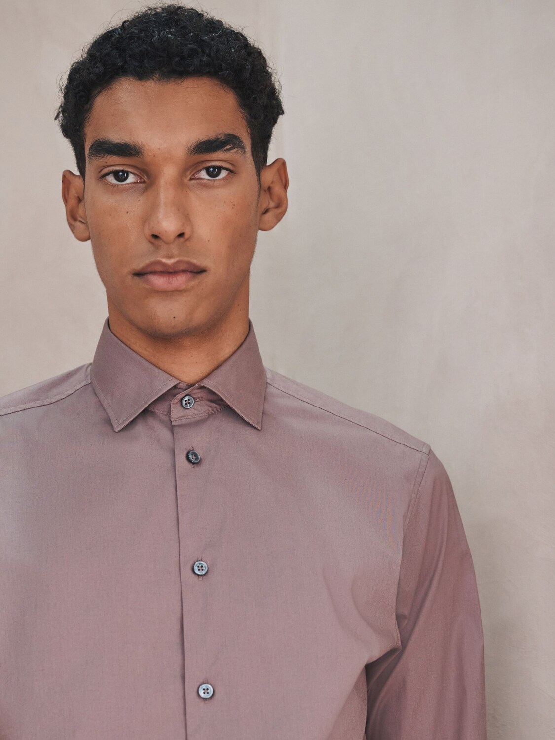 Next Рубашка slim fit на пуговицах в цвете Mauve — фото 3
