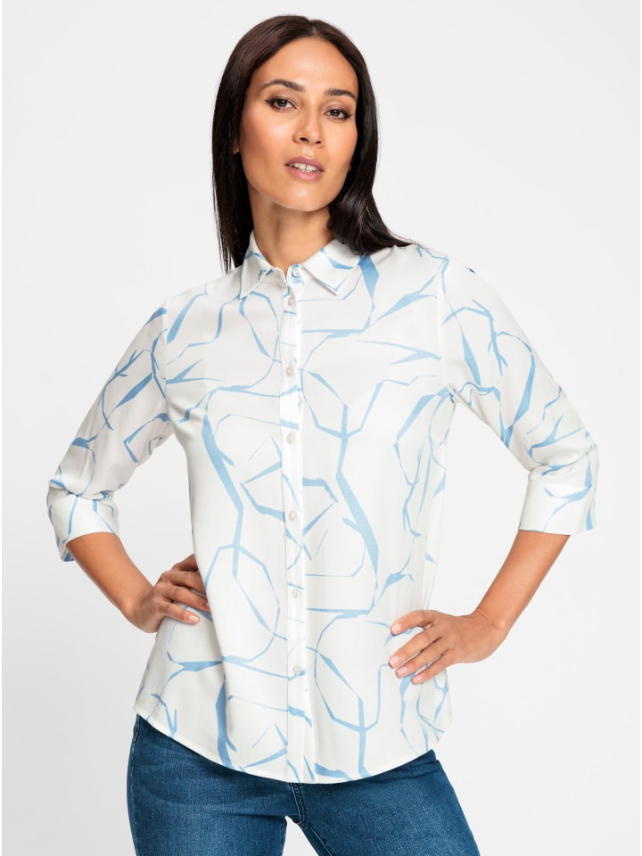 

Блузка-рубашка с принтом цвета экрю и ледяного голубого цвета Heine