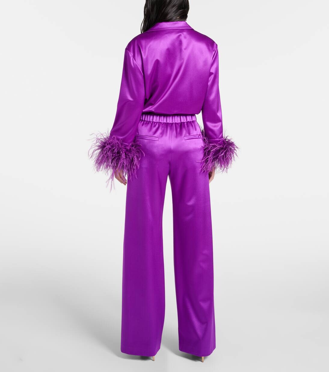 Широкие брюки из шелкового атласа Valentino, цвет prism violet — фото 3