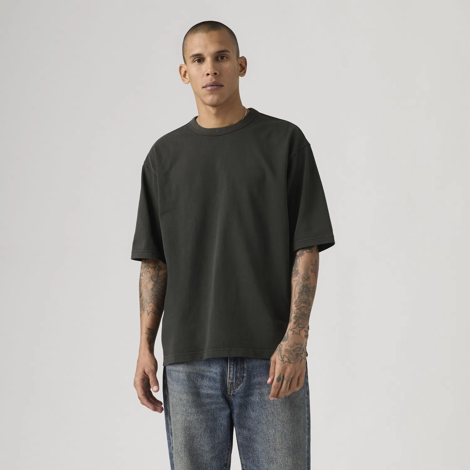Плотная свободная футболка, окрашенная в готовом виде Levi's, Black — фото 3