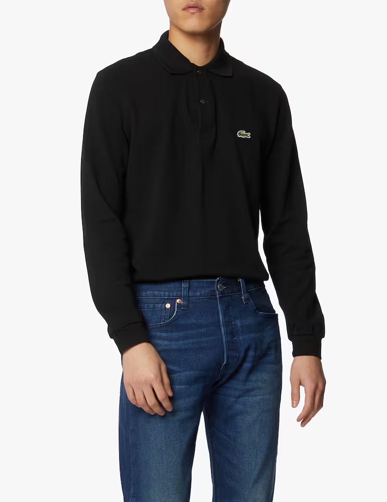 

Поло с длинными рукавами классического кроя Lacoste, черный