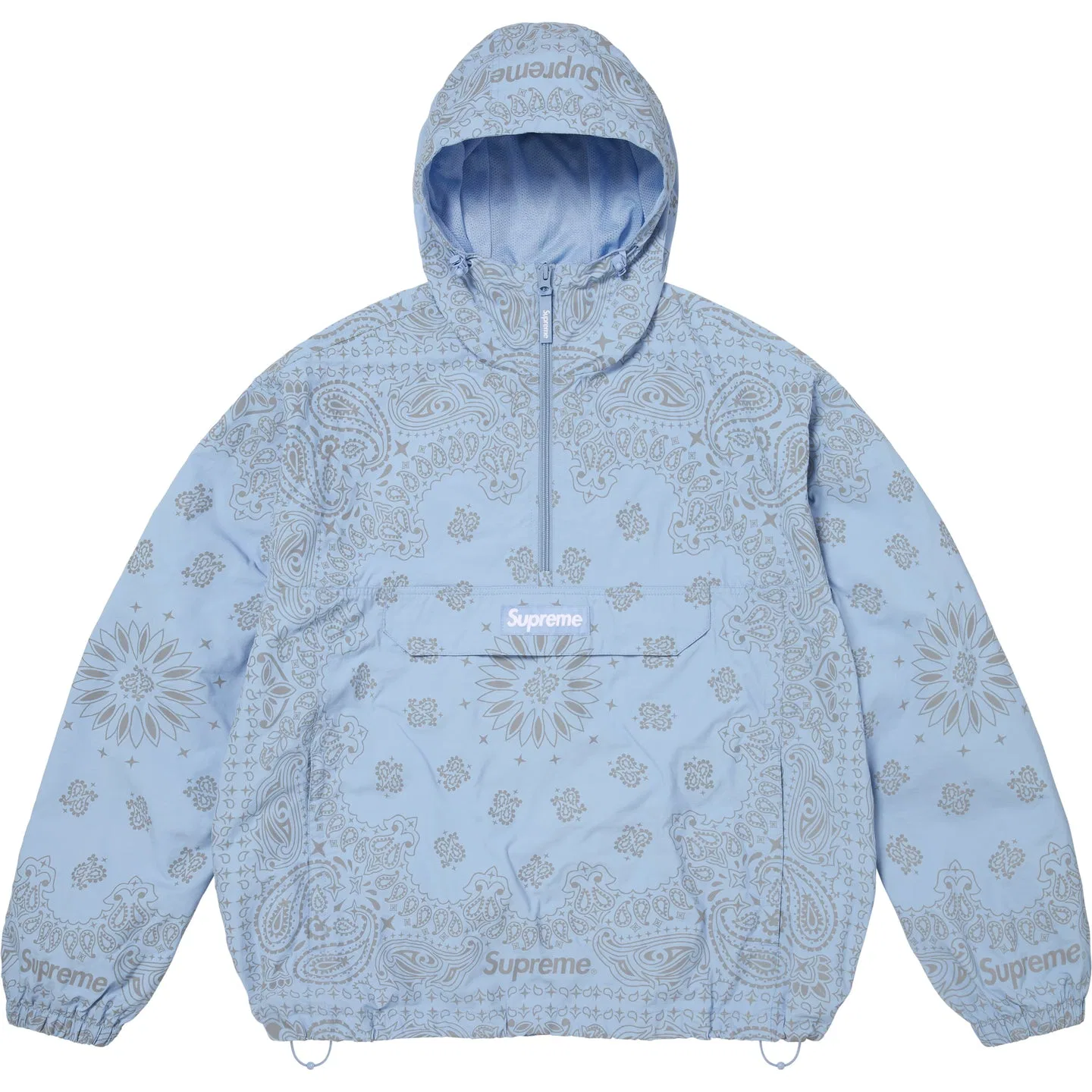 Куртка Supreme SS26 с капюшоном, неотстегивающаяся, светло-голубая