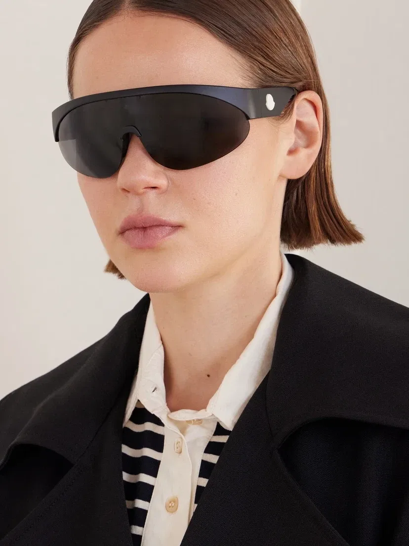 Круглые резиновые солнцезащитные очки Moncler Eyewear, черный — фото 2