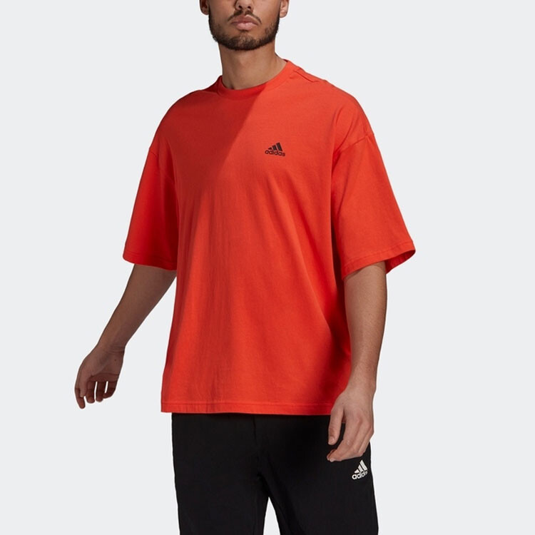 Футболка унисекс флуоресцентно-красная Adidas, красный — фото 2